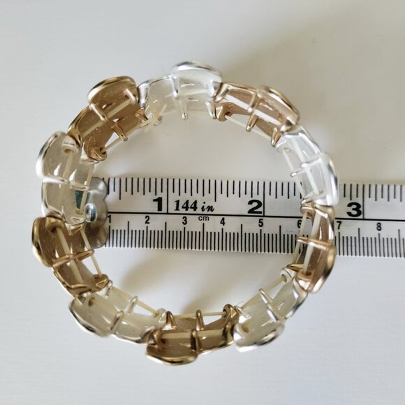 Vintage Cuff Costume Jewelry Bracelet Flower Design Silver and Gold Tones - Picture 3 of 10